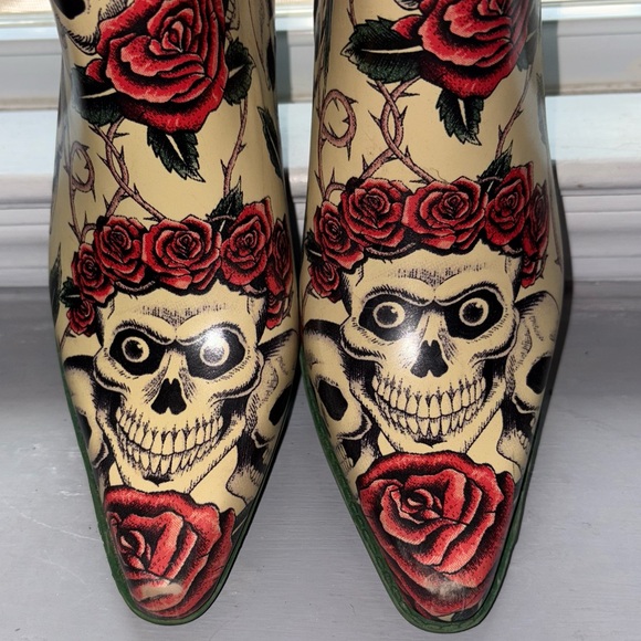 Nomad Dia De Los Muertos  Pointed Snip Toe Rain/ Cowboy Boots - Picture 7 of 12